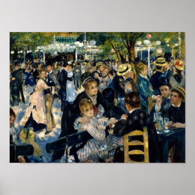 Pôster Dança no Le Moulin de la Galette por Renoir (Frente)