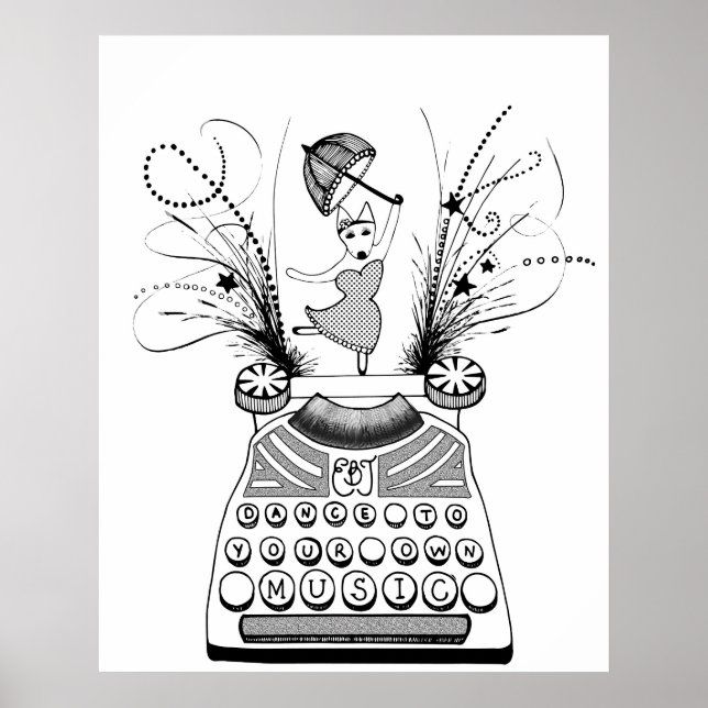 Poster Dança para sua própria música Happy Bull Terrier (Frente)