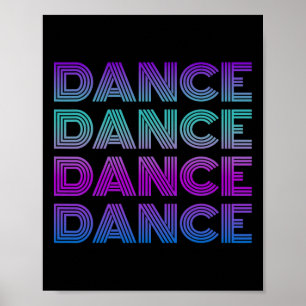 Poster Dança retrô Eu amo dançar dançarino adolescente es
