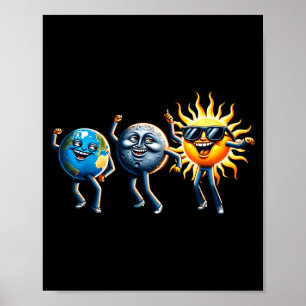 Poster Dança Terra Lua Sol Eclipse Total Solar Total Engr