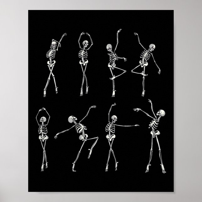 Poster Dançando Esqueleto Llerinas Halloween Costume Llet (Frente)