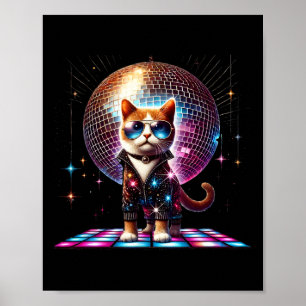 Poster Dançando Gato Disco Ball Kitten Gatinho Lover Funn