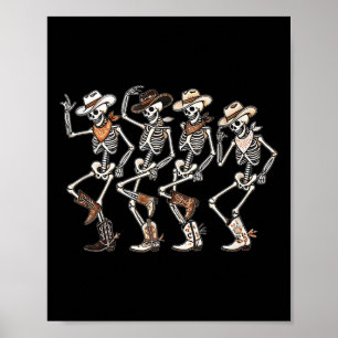 Poster Dançando Skeleton Cowboys Western Country Rodeo Ha