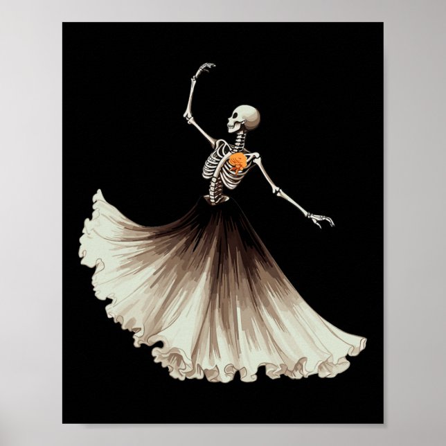 Poster Dançando Skeleton Llerina Llet Dance Halloween Mul (Frente)