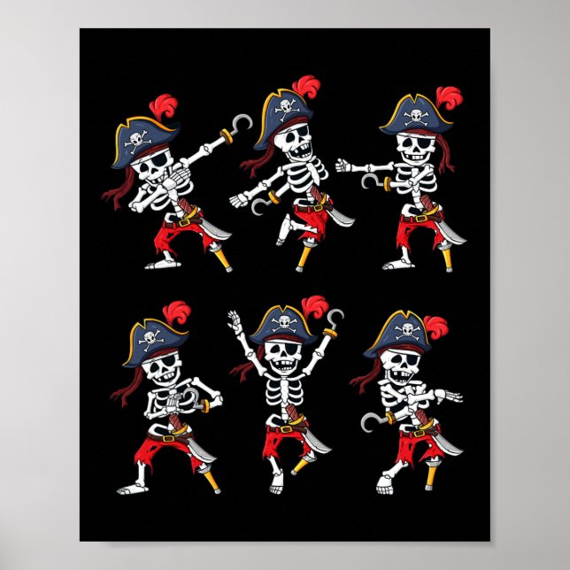 Poster Dançando Skeletons Piratas Desafiam Meninos (Frente)