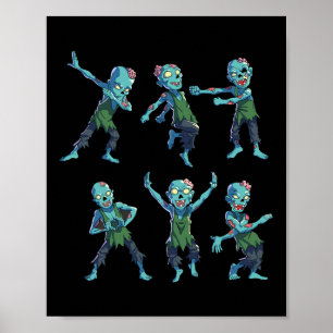 Poster Dançando Zombie Halloween Crianças Meninas Dabbing