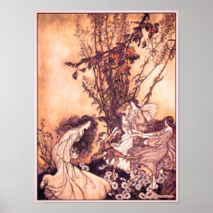 Pôster Dançar com Fairies Arthur Rackham Ilustração