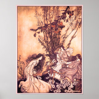 Pôster Dançar com Fairies Arthur Rackham Ilustração