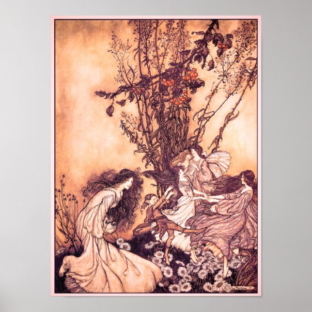 Pôster Dançar com Fairies Arthur Rackham Ilustração (Frente)