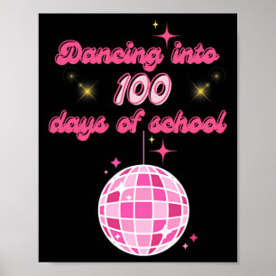 Poster Dançar Em 100 Dias De Escola Com Disco Rosa Ba
