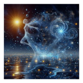 Pôster Dançar Em Água Pura Em Um Lago Azul