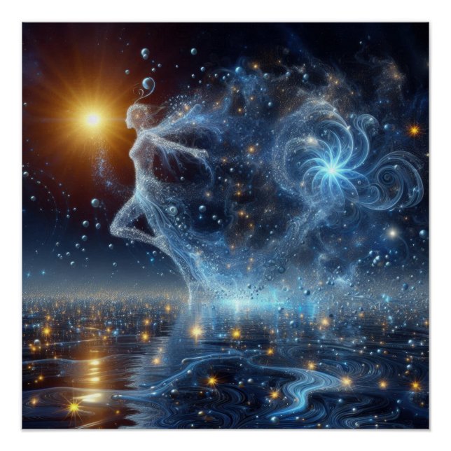 Pôster Dançar Em Água Pura Em Um Lago Azul (Frente)