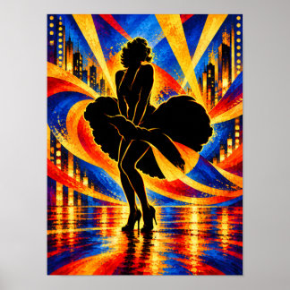 Poster Dançarina com Silhueta de Vestido Fluido