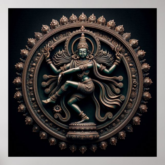 Poster Dançarina Cósmica Nataraja Art de Lord Shiva (Frente)