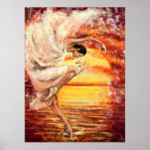Poster Dançarina de Sunset Sea - Arte Original de Pintura