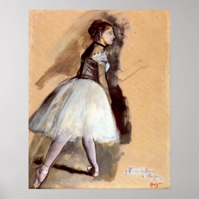 Poster Dançarina em Pé de Edgar Degas, Arte de Balé Antig (Frente)