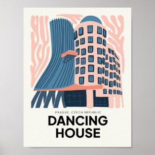 Poster Dançarina House Praga abstrato checa viagem floral