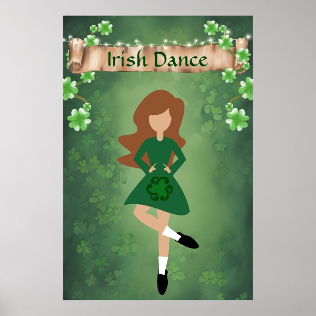 Poster Dançarina Irlandesa com Cabelo Marrom | Irish Danc (Frente)