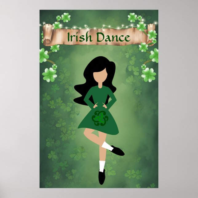 Poster Dançarina Irlandesa com Cabelo Negro | Irish Dance (Frente)