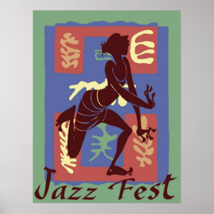 Poster Dançarina no Festival Jazz, Estilo Matisse