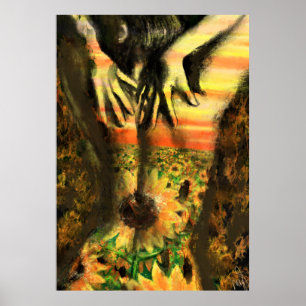 Poster Dançarina nos Girassóis - Arte de Pintura Original