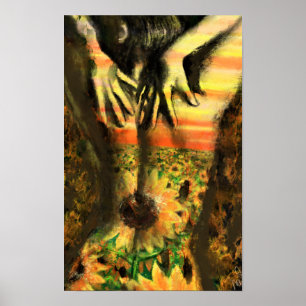 Poster Dançarina nos Girassóis - Arte de Pintura Original