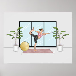 Poster Dançarina Pose Yoga Natarajasana Equilíbrio Rapari