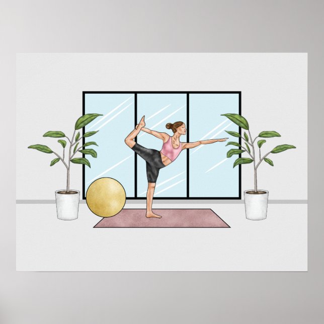 Poster Dançarina Pose Yoga Natarajasana Equilíbrio Rapari (Frente)