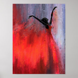 Poster Dançarina Vermelha - Pintura Original Abstrata