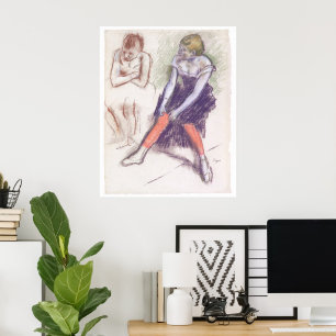 Poster Dançarino com as meias vermelhas por Edgar Degas