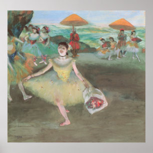 Poster Dançarino com o buquê, Curtsying por Edgar Degas