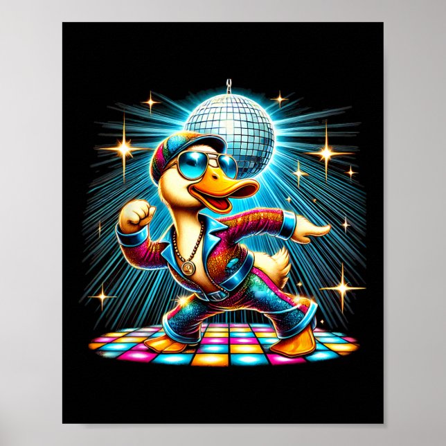 Poster Dançarino de Disco de Pato Estético (Frente)