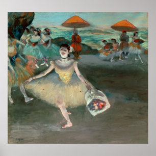 Poster Dançarino de Edgar Degas   com o buquê, curtseyi
