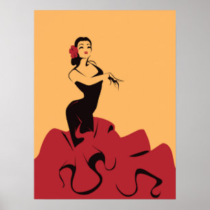 Pôster dançarino do flamenco em uma pose espectacular