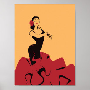 Pôster dançarino do flamenco em uma pose espectacular