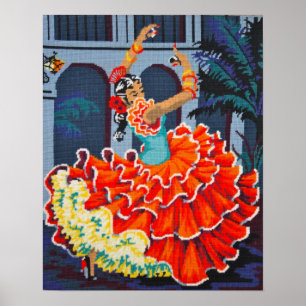 Pôster Dançarino do Flamenco no poster/impressão da cor