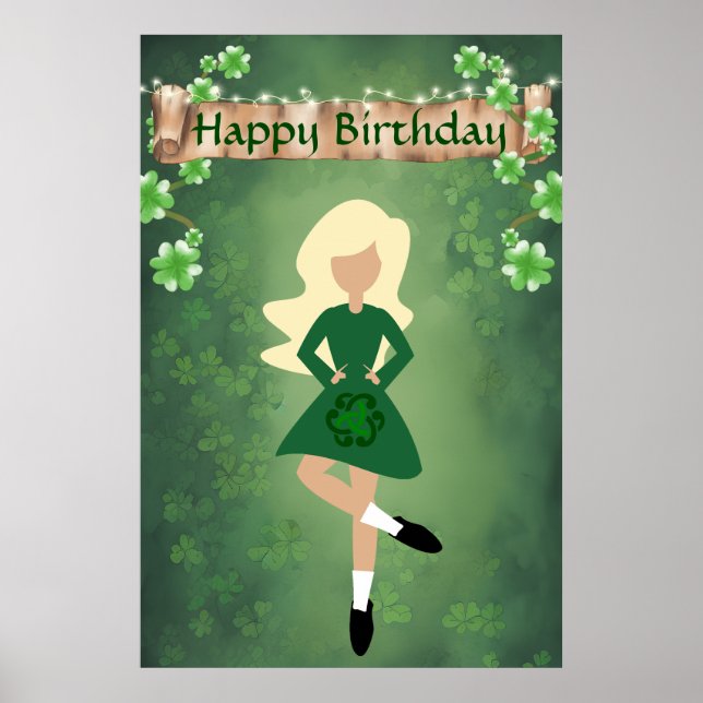 Poster Dançarino Irlandês com Bloni Hair Feliz Dança de A (Frente)