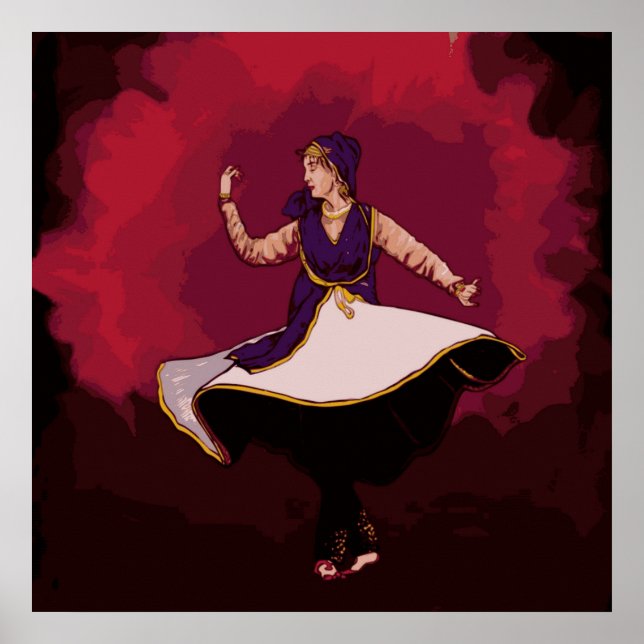 Pôster Dançarino Kathak - uma performance solo em Vector (Frente)