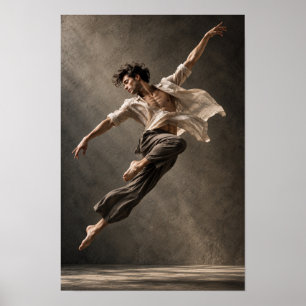 Poster Dançarino Masculino em Salto no Ar Figurativo Cont
