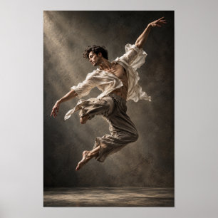Poster Dançarino Masculino Expressivo em Movimento Parede