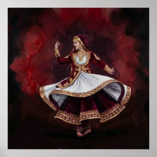 Poster Dançarino Real de Kathak Arte Contemporâneo Fino P