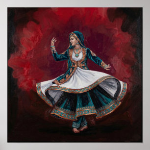 Poster Dançarino Real de Kathak Arte Contemporâneo Fino P
