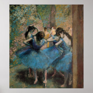 Pôster Dançarinos de Edgar Degas no azul, 1890