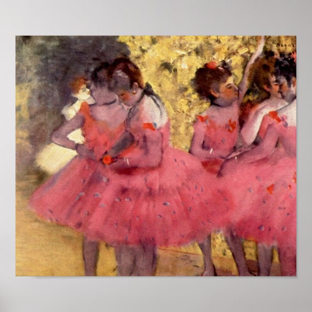 Poster Dançarinos de rosa por Edgar Degas (Frente)