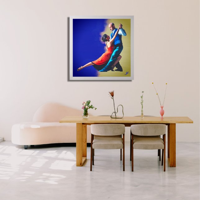 Poster Dançarinos de tango - pintura à mão (With an additional frame)