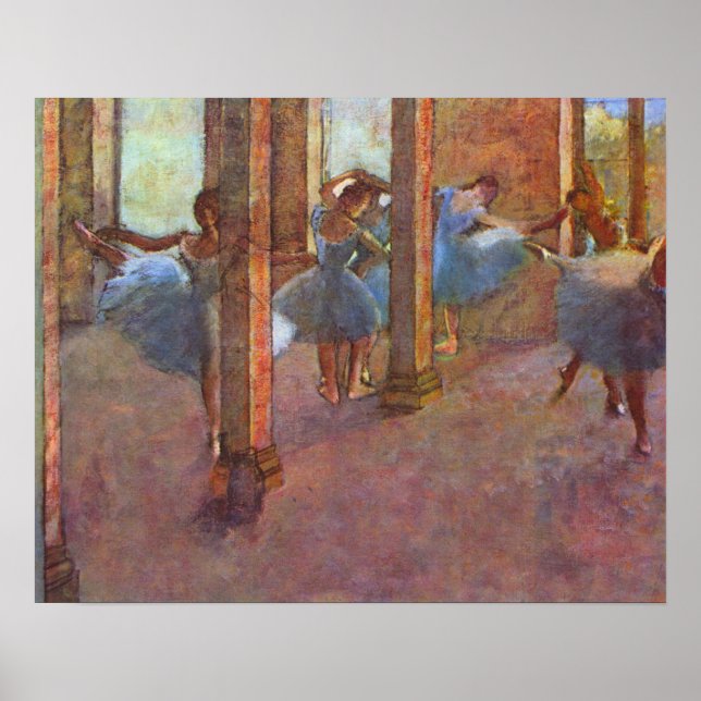 Pôster Dançarinos em Foyer, Edgar Degas, Arte Balé de Vin (Frente)