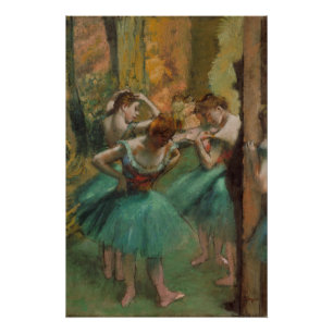 Pôster Dançarinos, rosa e verde Edgar Degas