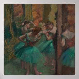 Poster Dançarinos, rosa e verde por Edgar Degas