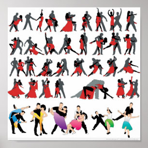 POSTER DANÇAS COLORIDAS DE BALÃO VERMELHO NEGRO DANÇA 