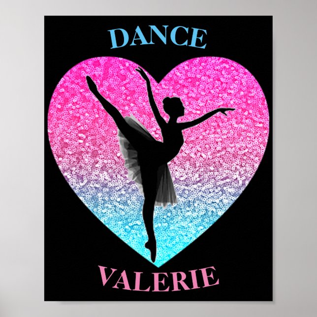 Poster Dance Ballerina com nome personalizado (Frente)